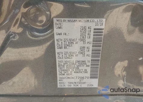 2019 Nissan Rogue S from USA, damaged, VIN 5N1AT2MV2KC720670